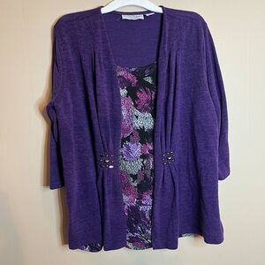 Sag Harbor Stretch Vintage Purple Layered Sweater Blouse